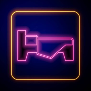 Glowing neon Bed icon isolated on black background. Vector.