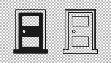 Şeffaf arkaplanda siyah kapalı kapı simgesi izole edildi. Vektör.