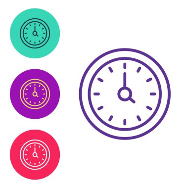 Satır Saat simgesini beyaz arkaplanda izole et. Zaman sembolü. Simgeleri renklendirin. Vektör.