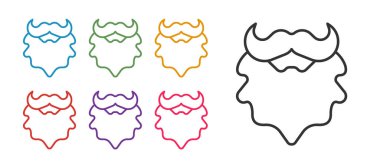 Beyaz arka planda Bıyık ve Sakal simgesini ayır. Berber dükkanı sembolü. Yüz kılı stili. Simgeleri renklendirin. Vektör.