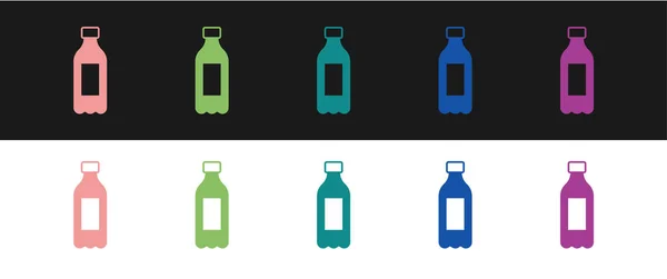 设置水瓶图标隔离在黑白背景 苏打水的标志 — 图库矢量图片
