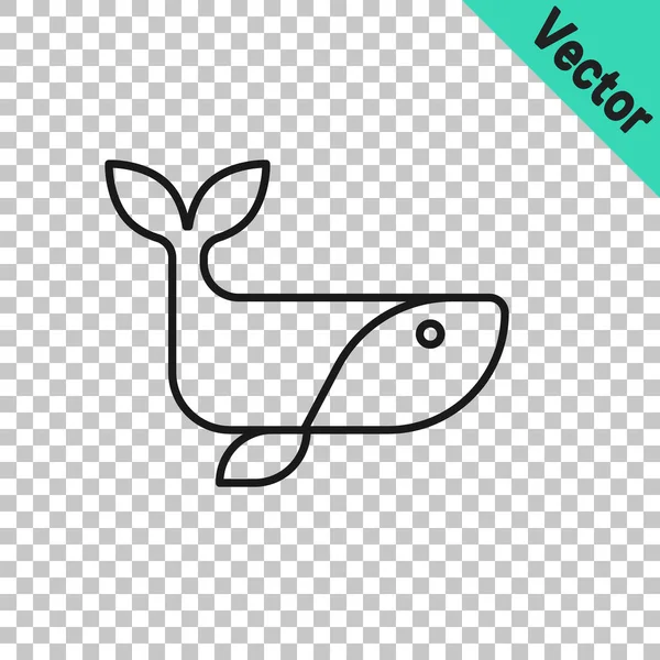 Schwarze Linie Wal Symbol Isoliert Auf Transparentem Hintergrund Vektor — Stockvektor