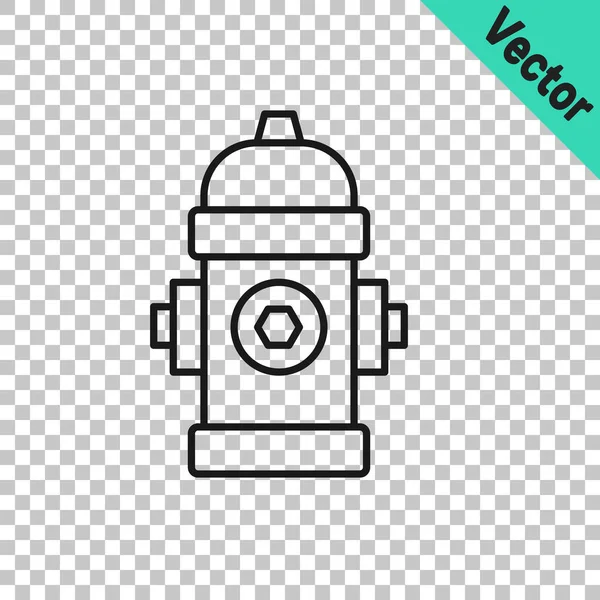 Schwarze Linie Feuerhydrant Symbol Isoliert Auf Transparentem Hintergrund Vektor — Stockvektor