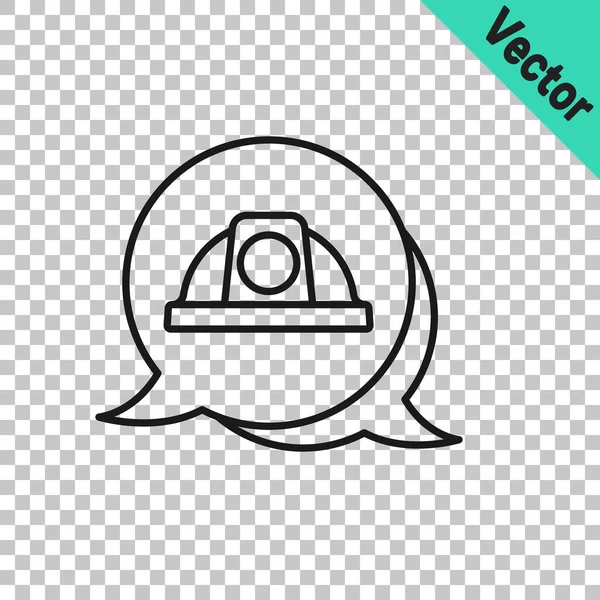Black Line Worker Schutzhelm Symbol Isoliert Auf Transparentem Hintergrund Vektor — Stockvektor