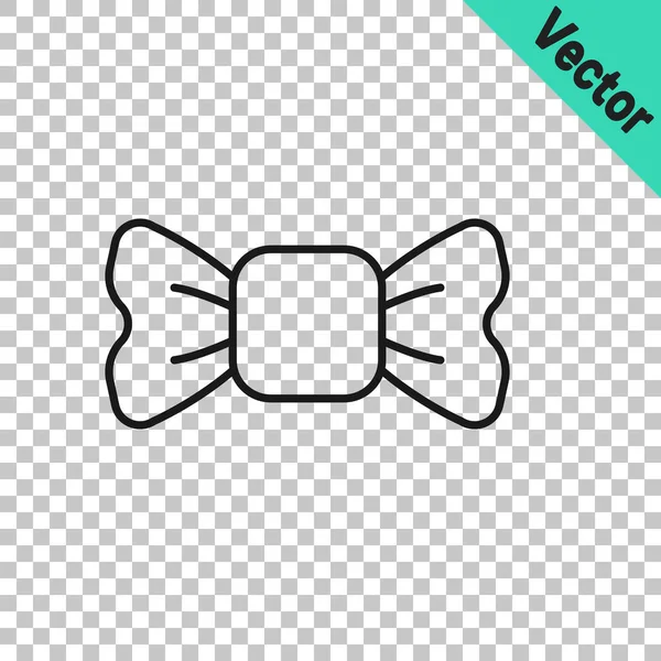 Black Line Bow Tie Icon Isolated Transparent Background Vector — Stock Vector