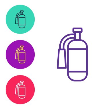 Beyaz arka planda izole edilmiş Ateş söndürme simgesini ayarlayın. Simgeleri renklendirin. Vektör.