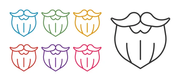 Définir Ligne Moustache Icône Barbe Isolé Sur Fond Blanc Symbole — Image vectorielle