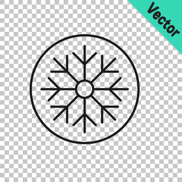 Línea Negra Icono Copo Nieve Aislado Sobre Fondo Transparente Feliz — Archivo Imágenes Vectoriales