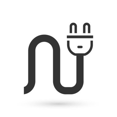 Gri Elektrik prizi simgesi beyaz arkaplanda izole edildi. Bağlantı kavramı ve elektriğin kesilmesi. Vektör.