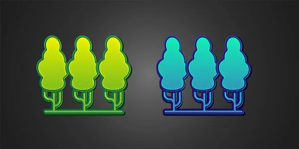 Zelené Modré Ovocné Stromy Ikona Izolované Černém Pozadí Zemědělská Rostlina — Stockový vektor