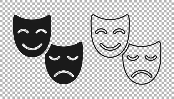 Black Comedy Και Τραγωδία Θεατρικές Μάσκες Εικόνα Απομονώνονται Διαφανές Φόντο — Διανυσματικό Αρχείο