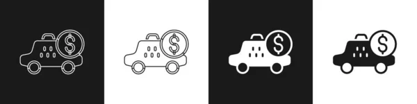 Setzen Sie Das Taximeter Symbol Isoliert Auf Schwarzem Und Weißem — Stockvektor
