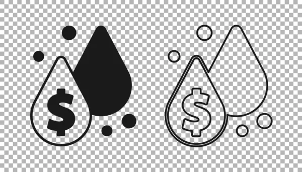 Svart Olja Droppe Med Dollar Symbol Ikon Isolerad Transparent Bakgrund — Stock vektor