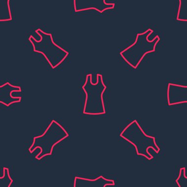 Kırmızı çizgi kadın elbise ikonu siyah arka planda izole edilmiş kusursuz desen. Kıyafet tabelası. Vektör.