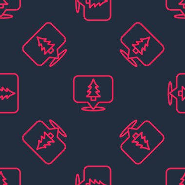 Ormanın kırmızı çizgi konumu bir harita ikonu üzerinde izole edilmiş siyah arkaplan üzerinde pürüzsüz desen. Vektör.