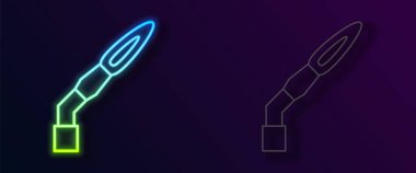 Parlayan neon hattı kaynak makinesi simgesi siyah arkaplanda izole edildi. Vektör.