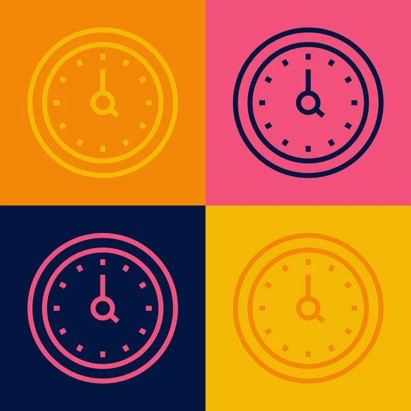 Pop Art Ligne Horloge Icône Isolée Sur Fond Couleur Symbole — Image vectorielle