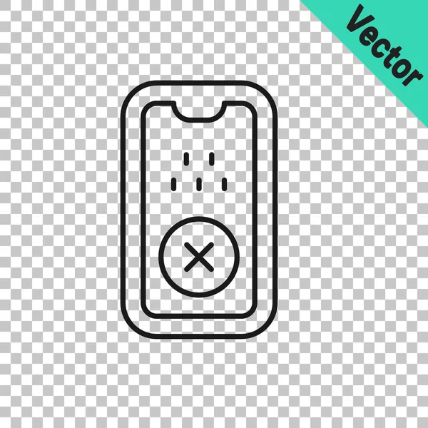Черная Линия Такси Мобильное Приложение Значок Изолирован Прозрачном Фоне Мобильное — стоковый вектор
