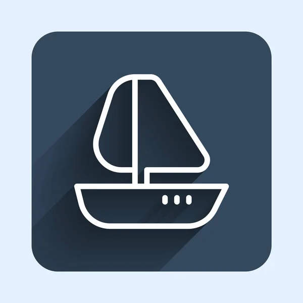 Vit Linje Yacht Segelbåt Eller Segelfartyg Ikon Isolerad Med Lång — Stock vektor