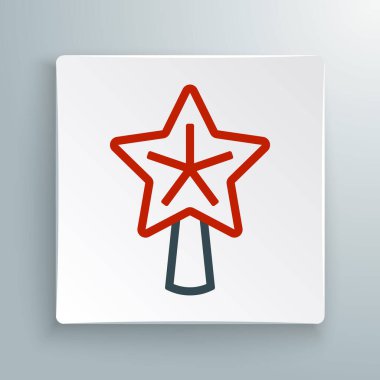 Beyaz arka planda izole edilmiş çizgi Noel yıldızı simgesi. Mutlu Noeller ve mutlu yıllar. Renkli taslak konsepti. Vektör.