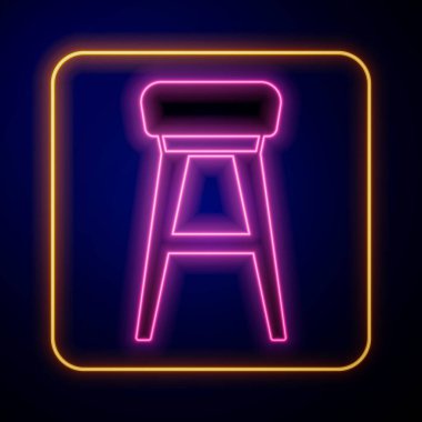 Parlayan neon sandalye simgesi siyah arkaplanda izole edildi. Vektör.