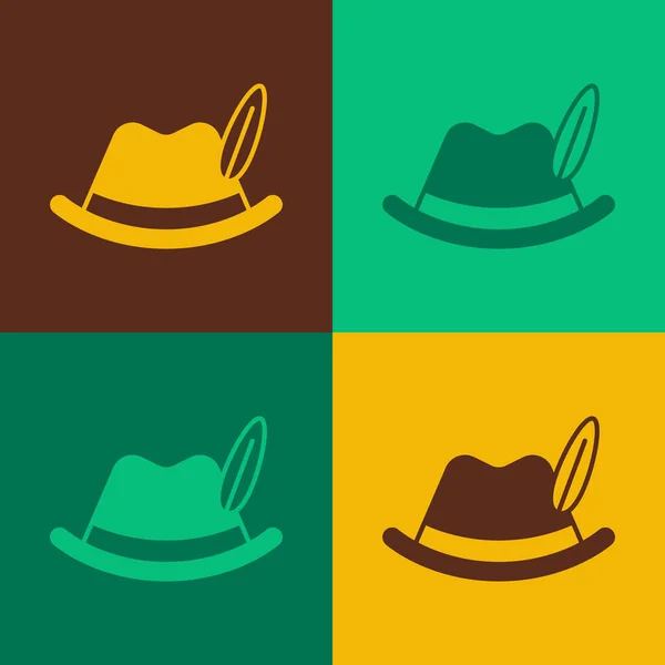 Pop Art Oktoberfest Καπέλο Εικονίδιο Απομονώνονται Φόντο Χρώμα Καπέλο Κυνηγού — Διανυσματικό Αρχείο