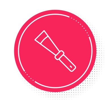 Beyaz çizgi Arıcılığı, beyaz arka planda izole edilmiş bıçak ikonu. Arı yetiştiricisinin aleti. Kırmızı daire düğmesi. Vektör.