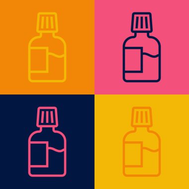 Popüler sanat eseri ağız gargarası plastik şişe ikonu renk arkaplanında izole edilmiş. Ağzını çalkalamak için sıvı. Ağız bakım ekipmanları. Vektör.