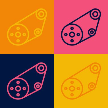 Pop Art Line Zamanlama Kemerleri simgesi renk arkaplanında izole edildi. Vektör.