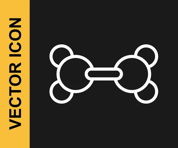 Línea Blanca Icono Molécula Aislado Sobre Fondo Negro Estructura Moléculas — Vector de stock