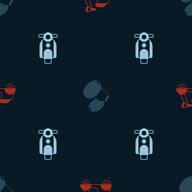 Scooter Zeytinleri 'ni ve pürüzsüz desenleri ayarla. Vektör.