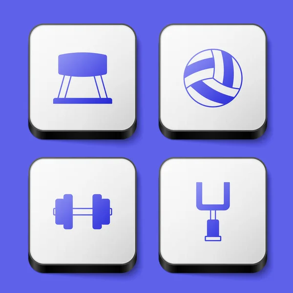 Establecer Pommel Caballo Voleibol Dumbbell Icono Portería Fútbol Americano Botón — Vector de stock