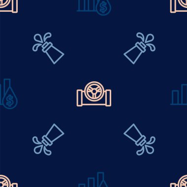 Çizgi çizelgesi, dolar değerindeki petrol sondajı ve kapakçığı pürüzsüz desenli boru ayarlayın. Vektör.