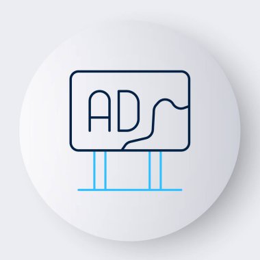 Satır Reklam simgesi beyaz arkaplanda izole edildi. Pazarlama ve tanıtım süreci kavramı. İlgili reklamlar. Sosyal medya reklamcılığı. Renkli taslak konsepti. Vektör.