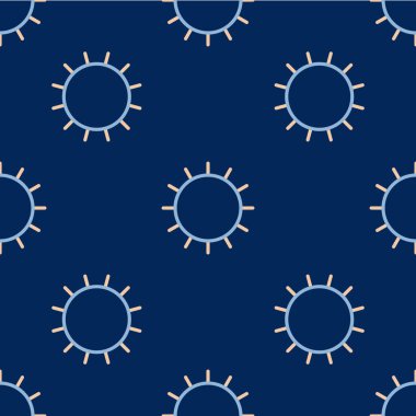 Çizgi Sun simgesi mavi arkaplanda izole edilmiş kusursuz desen. Vektör.