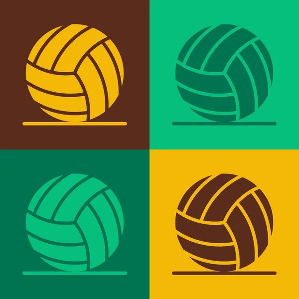 Pop Konst Volleyboll Ikon Isolerad Färg Bakgrund Sportutrustning Vektor — Stock vektor