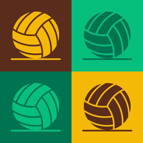 Pop Art Volleybal Pictogram Geïsoleerd Kleur Achtergrond Sportuitrusting Vector — Stockvector