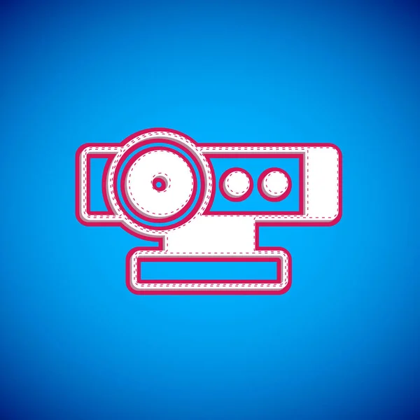 Λευκό Εικονίδιο Κάμερας Ιστού Απομονωμένο Μπλε Φόντο Κάμερα Εικονίδιο Κάμερας — Διανυσματικό Αρχείο