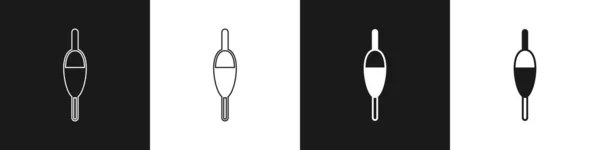 Set Fishing Float Icon Isoliert Auf Schwarzem Und Weißem Hintergrund — Stockvektor