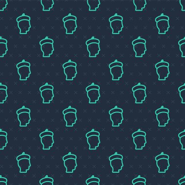 Yeşil çizgi Fransız ikonu mavi arka planda kusursuz desen izole etti. Vektör.