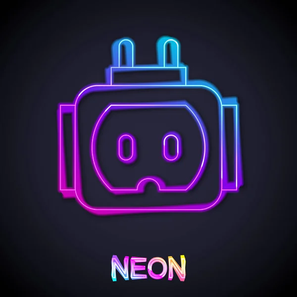 Žhnoucí Neonová Čára Tee Plug Elektrický Ikonou Oříznutí Cesty Izolované — Stockový vektor