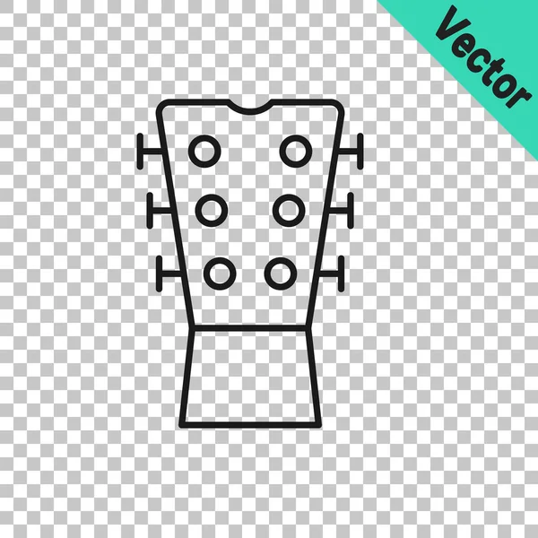 Black Line Guitar Neck Icon Isolated Transparent Background Acoustic Guitar — Vetor de Stock