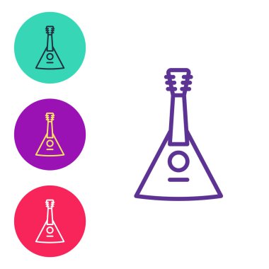Beyaz arkaplanda müzikal enstrüman balalaykası simgesi ayır. Simgeleri renklendirin. Vektör.