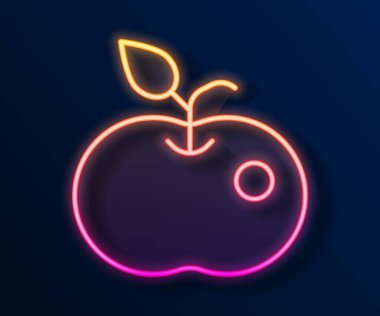 Parlayan neon çizgisi. Zehirli elma ikonu siyah arkaplanda izole edilmiş. Zehirli cadı elması. Vektör.