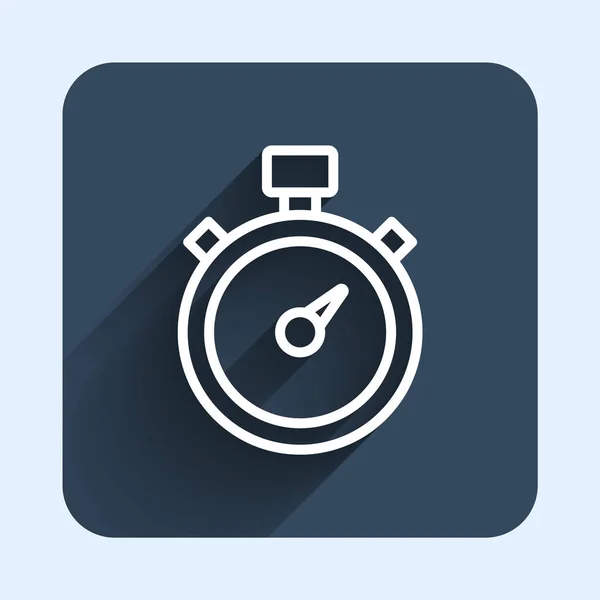 Fehér Vonal Stopwatch Ikon Elszigetelt Hosszú Árnyék Háttér Időzítő Jel — Stock Vector