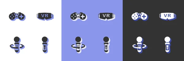 Set Controller Spiel Gamepad Und Virtual Reality Brille Symbol Vektor — Stockvektor