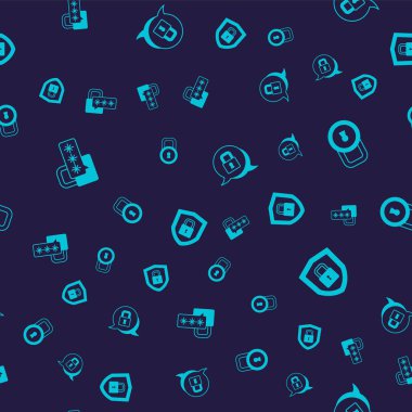 Siber güvenlik kilidini ve kalkanı kusursuz desene kilitleyin. Vektör.