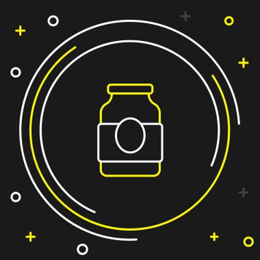 Hat reçel kavanozu simgesi siyah arkaplanda izole edildi. Renkli taslak konsepti. Vektör.