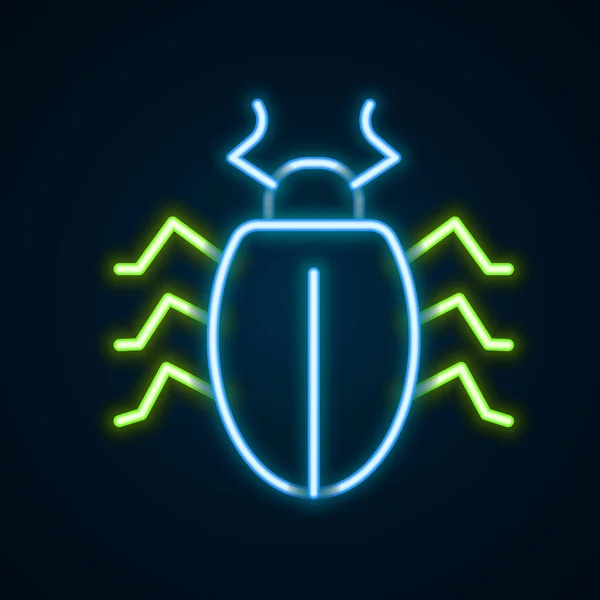 Leuchtende Leuchtschrift Colorado Beetle Symbol Isoliert Auf Schwarzem Hintergrund Buntes — Stockvektor