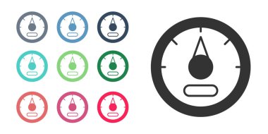 Black Motor gas gauge icon isolated on white background. Empty fuel meter. Full tank indication. Set icons colorful. Vector.